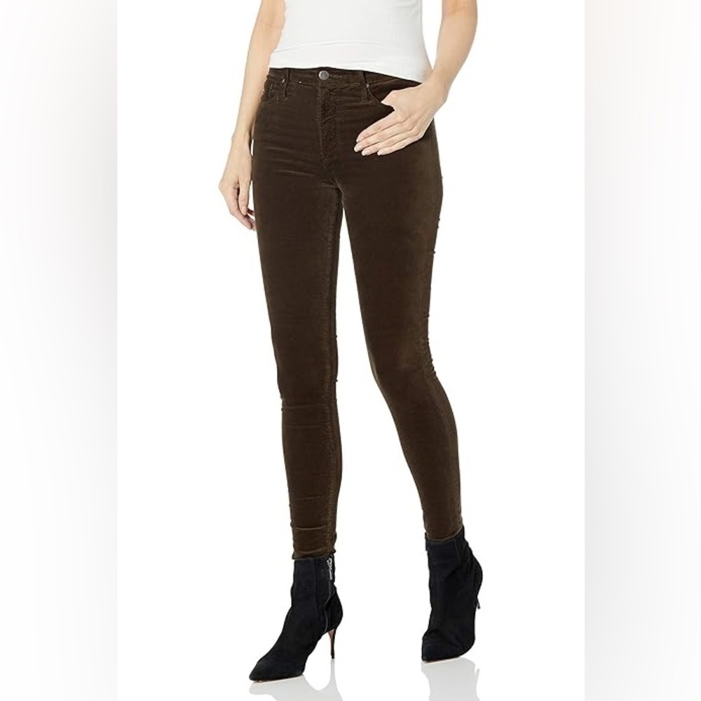 Ag Adriano Goldschmied The Farrah Velvet High Rise Skinny Pant in Dried Seaweed